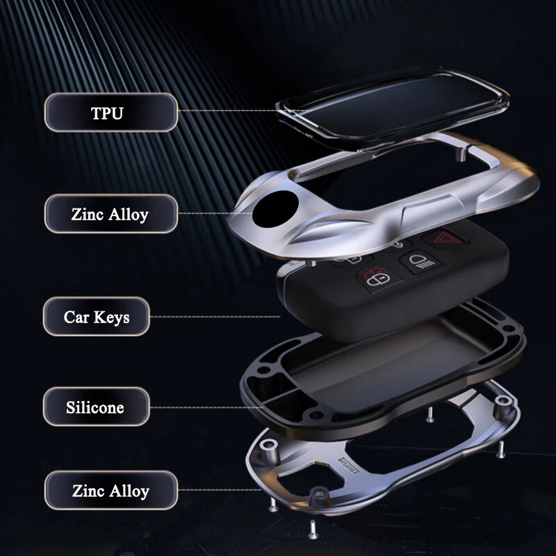 Zinc Alloy TPU Silicone Car Key Fob Case Cover For Land Rover Range Rover Sport - Image 3 of 4