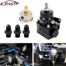Adjustable AN6 EFI Fuel Pressure Regulator Kit w/ Oil Gauge 0-160 PSI Universal