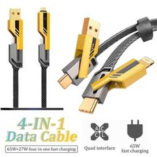 Cavo di Ricarica Rapida USB 4 in 1 Doppio Tipo C PD 27W 65W Caricatore Cavo Dati per iOS