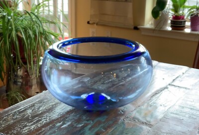 Large 13''x7.5'' PROVENCE Bowl by Per Lütken For Orrefors, blue crystal