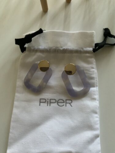 Piper Gold & Lilac drop statement earrings New Your With Dust Cover - Picture 1 of 3