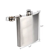 7oz Alcohol Hip Flask with Portable Funnel Pocket 190ml Mini Wine Pot Stainless