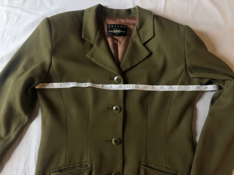 Chaqueta Blazer De Colección B Moss Tailor Para Mujer 8 Oliva Verde Ejército 4 Botones Bolsillos Forrados Foto 3 de 4
