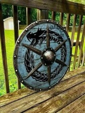 Dragon Wooden 24 Shield Heavy Metal Viking Handmade Battle Ready Shield