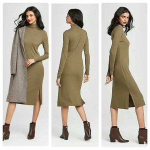 olive green turtleneck dress