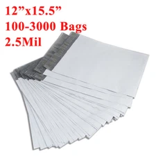 12x15.5 Plastic Poly Mailers Mailing Bags Shipping Envelopes Self Sealing 2.5Mil