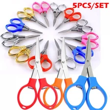 5 Mini Folding Scissors Travel Pocket Metal Small Foldable Multi User Sewing -US