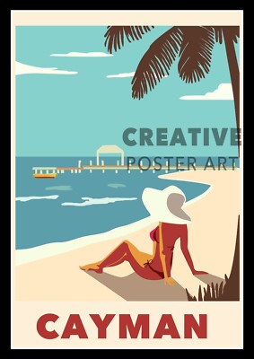 Kaimaninseln Poster, Rum Point Poster, Reisekunst Wanddeko, Kaimaninseln