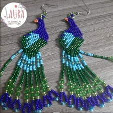 Tribal Earrings Native Large Boho American Seed Beads Handmade Earring