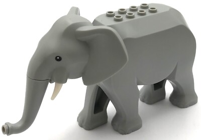 Lego New Light Bluish Gray Elephant Type 2 w/ Short White Tusks Part
