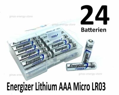 24 x Energizer Ultimate Lithium AAA Micro Batterien LR03 AM4 MN2400 (Flachbox)