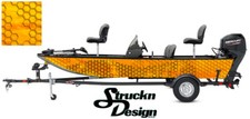 Boat Wrap Orange Hexagon Abstract Fishing Bass Fish Decal Kit Vinyl Graphic USA 