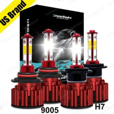 9005+H7 LED Headlight Bulb Combo Bulbs Kit High Low Beam Bright White 6500K 4PCS