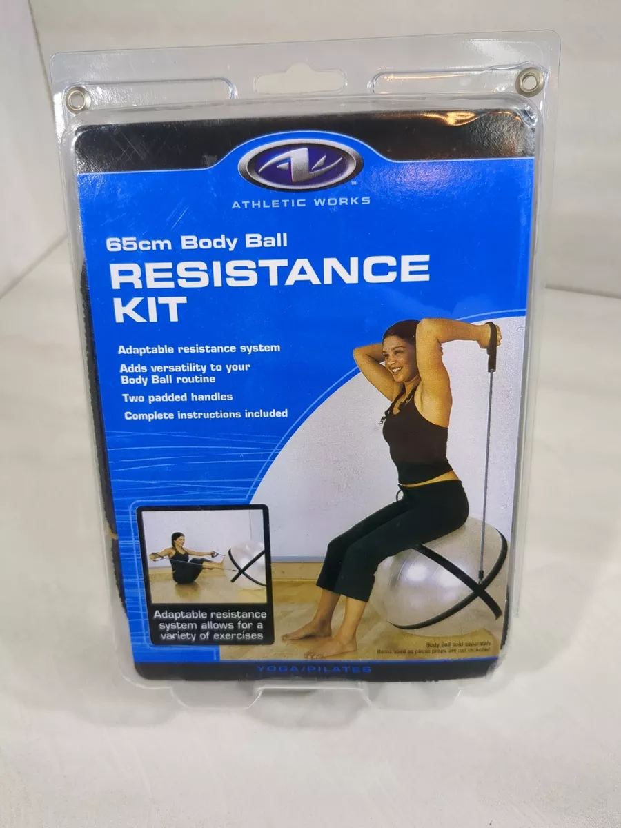 Athletic Works 65cm Body Ball Resistance Bands Exercise Kit Yoga Pilates