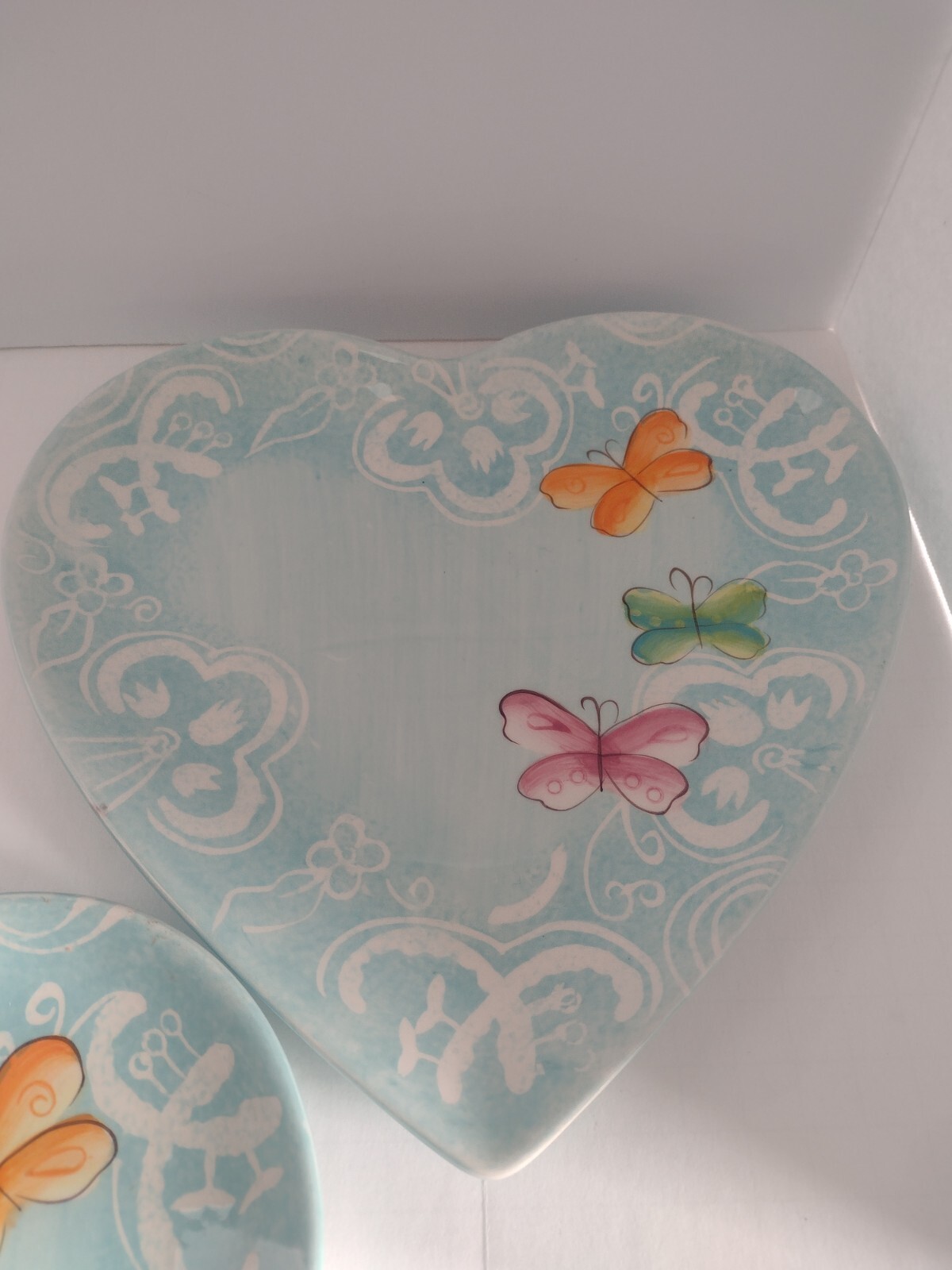 Laurie Gates Melanie’s Butterfly Heart Shaped Lunch Dinner Plate 3 Sold Separate
