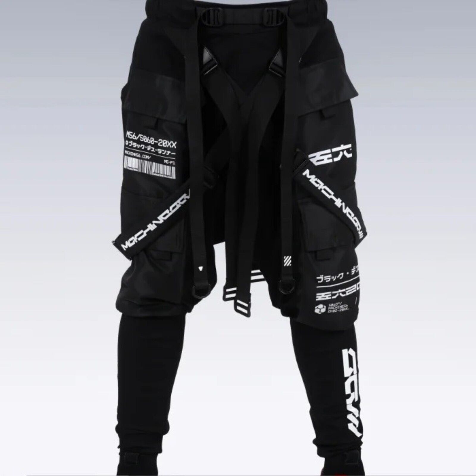 Men's Black Streetwear Heavy Cargo Pants Machine56 SL6/RUNNER_01BK