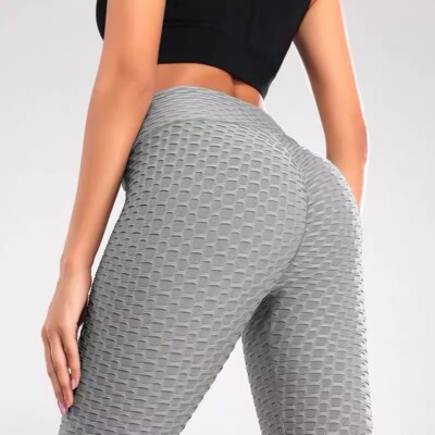 Damen Yoga Gym Anti Cellulite Leggings Wabenmuster Damen Crop Top Gym Leggings