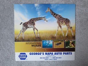 NAPA AUTO PARTS 2019 Calendar - 13 Month - "International Wildlife" Animal Theme