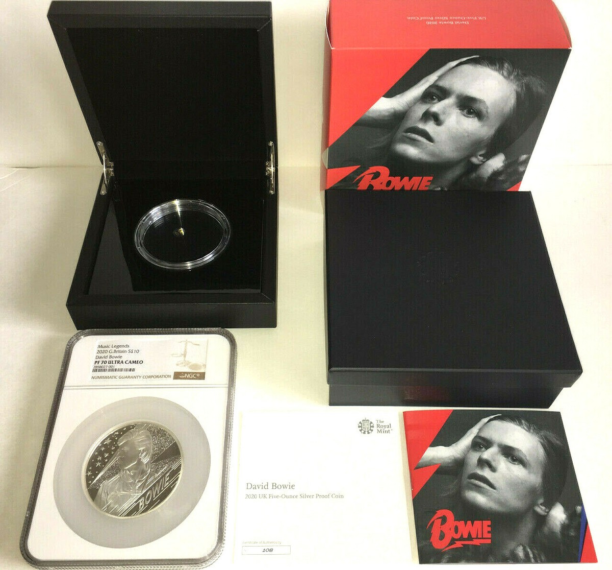 2020 UK Music Legends - David Bowie £10 5oz Silver Proof Coin NGC