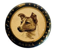 Souvenir Tin , Laika, Orignal Soviet Space USSR ,1968