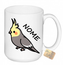 TAZZA LATTE MUG CALOPSITE + NOME PERSONALIZZATO IDEA REGALO PAPPAGALLO + SCATOLA