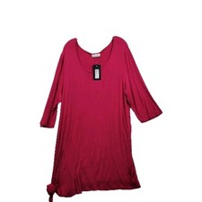 Bryn Walker Made in USA Red Knit Shift Dress Assymetric Hem Size XL 122524-1012