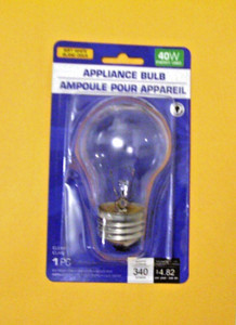40-Watt A15 Appliance Light Bulb  - Medium Base, Clear- NEW