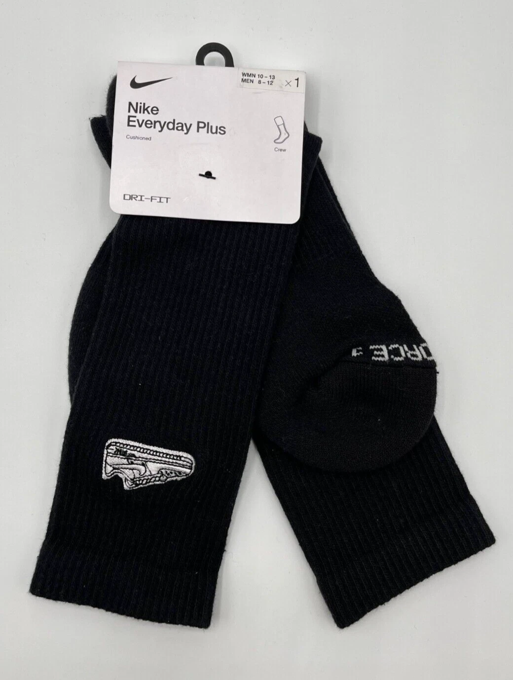 Nike Everyday Plus Calzini Uomo Crew 1 Paio Nero Sneaker Logo Taglia 8 12