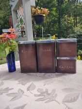 Retro 1950 4 Piece Brown Canister Set Made In USA