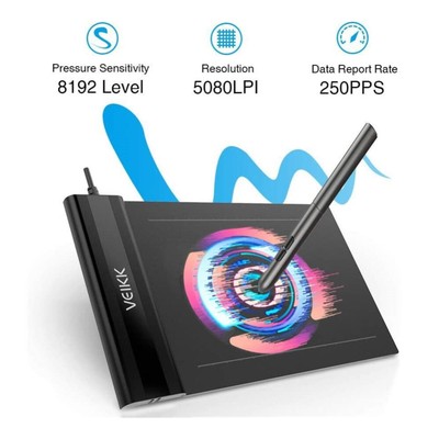Drawing Tablet For VEIKK S640 Graphic Drawing Tablet w/ Battery-Free Passive Pen