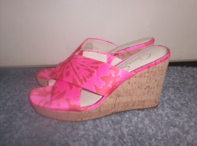 Jessica Simpson Seena Casual Cork Wedge Platform Sandals, Pink