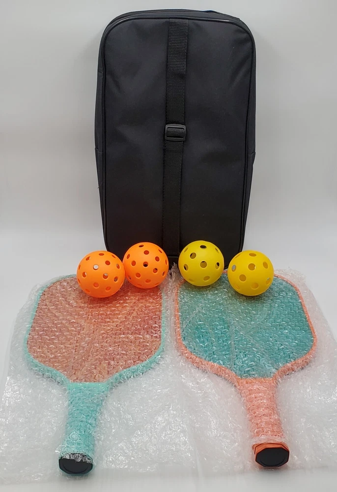 Pickleball 2 Rackets 4 Balls 1 Black Nylon Carrying Case Set Shoulder Strap NEW Pickleball 2 Rackets 4 Balls 1 Black Nylon Carrying Case Set Shoulder Strap NEW