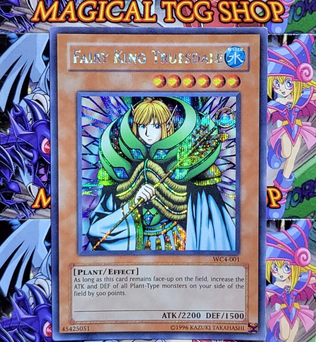 Yugioh Fairy King Truesdale WC4-001 Prismatic Secret Rare Promo Konami 2004