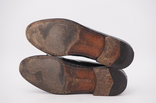 $2650 | MOCASÍN SALVATORE FERRAGAMO 8 D COCODRILO NEGRO CENTAVO PUNTA DIVIDIDA ITALIA - Imagen 17 de 19