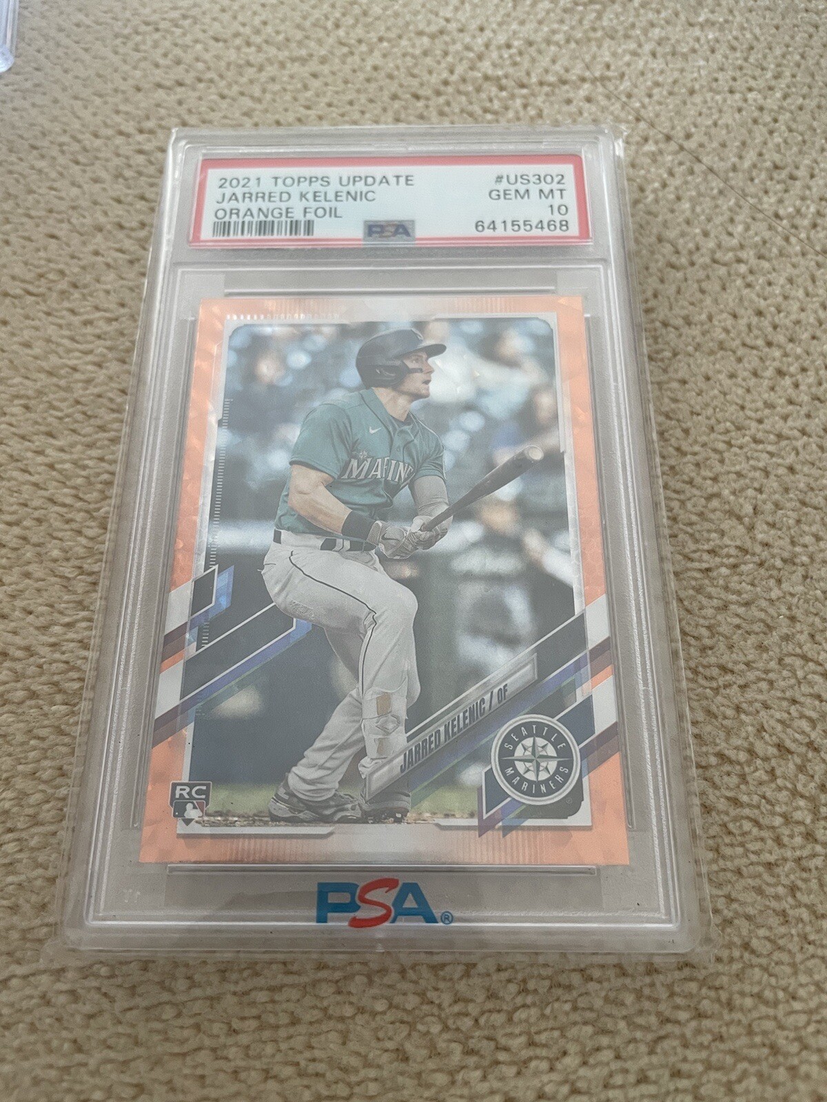 2021 Topps Update JARRED KELENIC #US302 Orange Foil ROOKIE Card 225/299 PSA 10