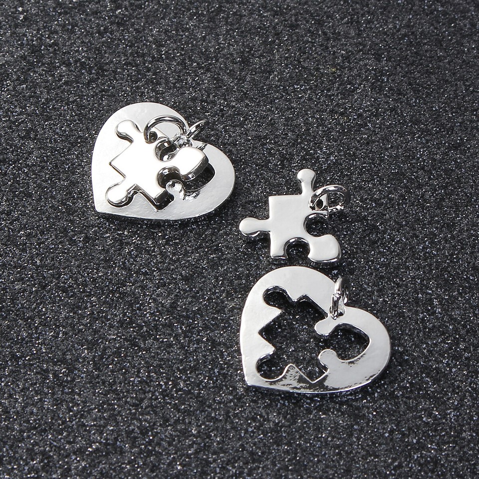 10 Autism Awareness Puzzle Piece Heart Charms Silver Tone Lot of 10 ...