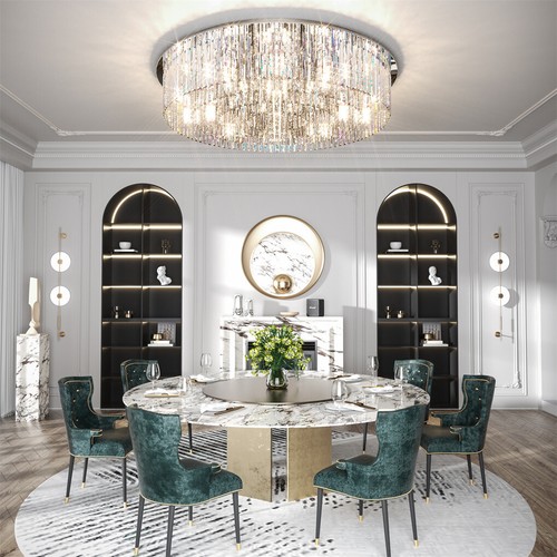 Modern Crystal Pendant Lamp Ceiling Light 60/90W Lighting Crystal Chandelier E14 - Picture 9 of 32