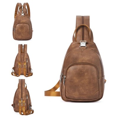 Sling Bag Women Leather Backpack Small Convertible Purse Crossbody Travel