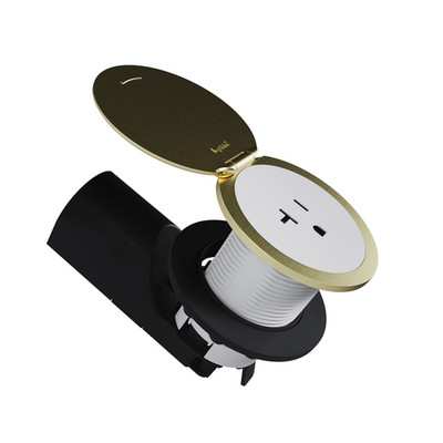 20A Kitchen Countertop Outlet, UL498 Sink-Safe, White & Champagne Bronze Lid