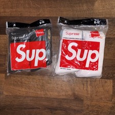 Supreme Black  White Crew Socks 8-Pack Size 6-12 Brand New Authentic Fast Ship
