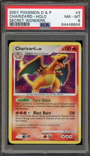 Pokemon Charizard Secret Wonders Holo Rare #3 PSA 8