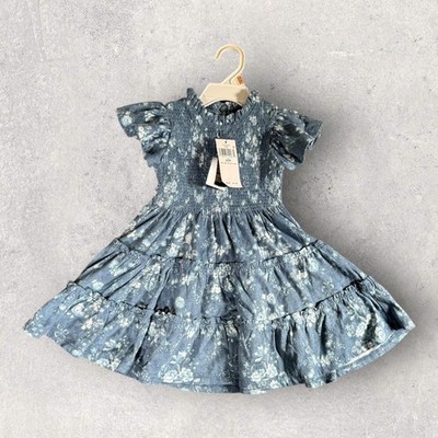 Polo Ralph Lauren Toddler 2T Little Girls Dress Smocked Cotton Floral NWT Blue