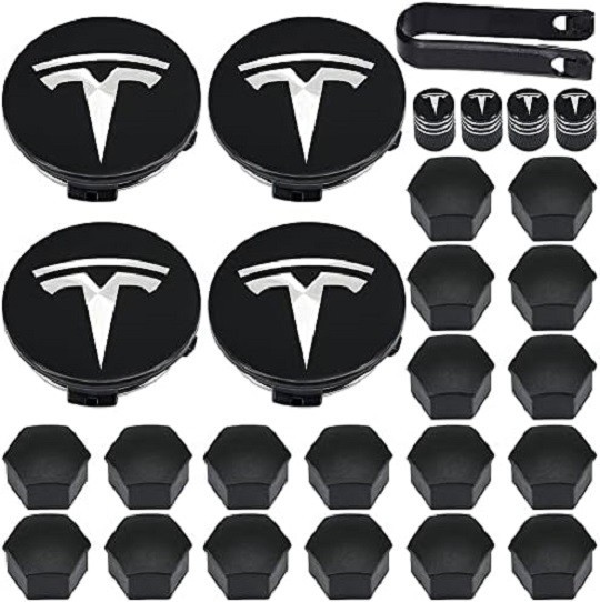 Aero Wheel Cap Kit, Tesla Wheel Hub Center Covers Lug Nut Caps for Model 3, Y, S