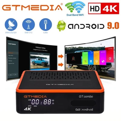 4K UHD Android Smart TV Box DVB-T/T2 Kabel Satelliten Receiver WIFI Mediaplayer - Bild 1 von 4