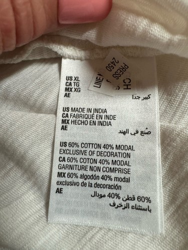 Style & Co Top Womens Sz XL Embroidery Bohemian Peasant White Black Knit EUC - Picture 7 of 8