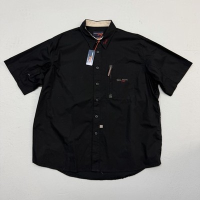 Vintage Triple Five Soul NYC Utility Shirt Black Button Front XXL Cargo 90s Rap