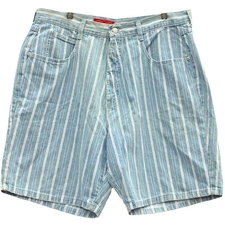 1980s 90s Vintage Venezia Denim Shorts Hi Waist Railroad Stripe Mom Jean Plus 16