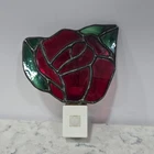 GE Plug-In Night Light Stained Tiffany Style Rose Shade Warm White Vintage.Rare.