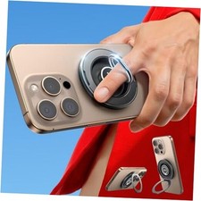 Magnetic Phone Grip Stand, Upgraded Dual 360  Rotation Ring Phone Ring Black