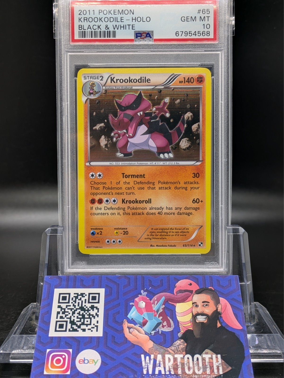 Pokemon Black & White Krookodile Holo 65/114 PSA 10